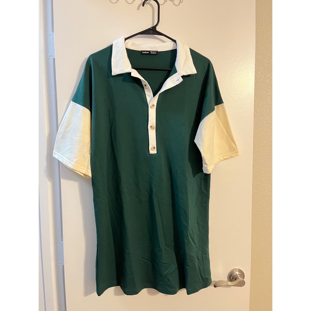 Jersey fit colorblock collared dress